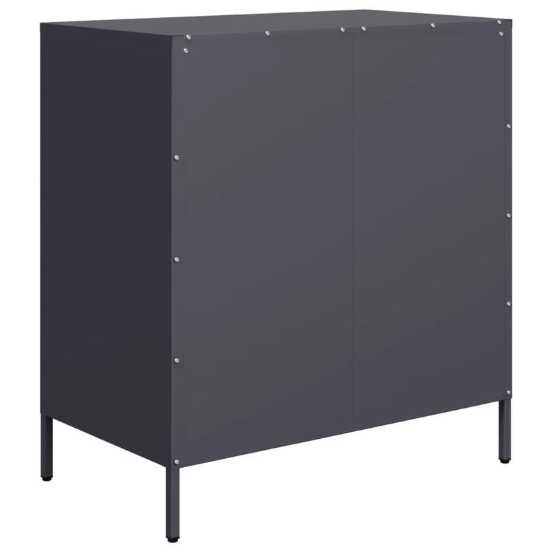 Modern Minimalist Sideboard Cabinet - Cold-Rolled Steel Construction, 3 Drawers, Heavy-Duty Storage for Living Room, Office, Dining Area - Easy Assembly Required - Anthracite Grey Finish, Living Room Storage