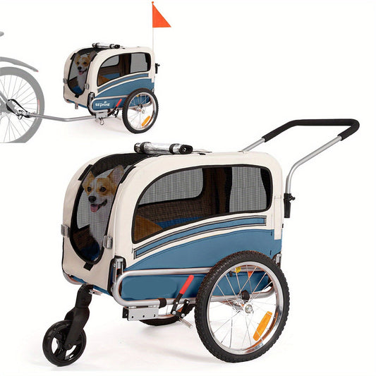 Hondenfietskar – Hondenkar – Fietskar – Hondenbuggy – Huisdierenwagen – 2-in-1 Opvouwbaar – Draagvermogen 30 kg