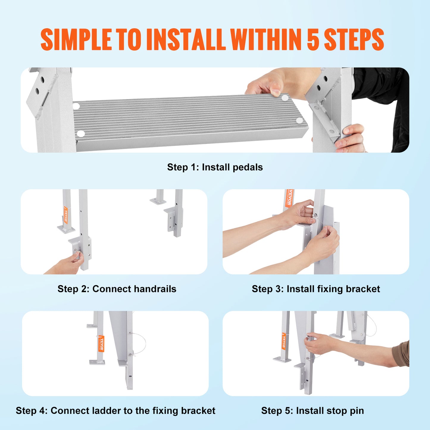 Aluminium Steigerladder – Steigertrap – Bootladder – Zwemtrap – Watertrap – 5 Brede Antislip Treden – Opklapbaar & Corrosiebestendig
