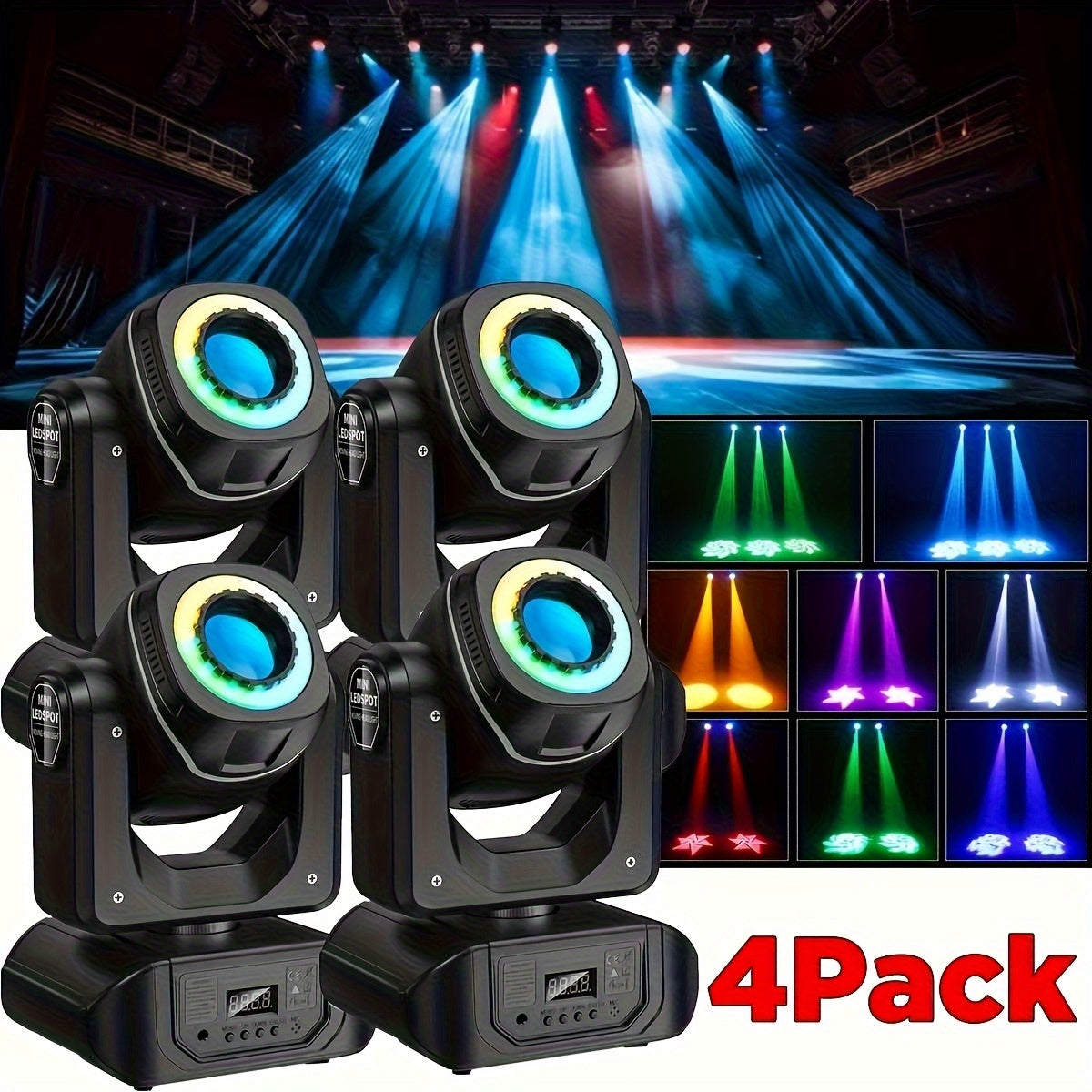 150W LED Beam Moving Head Lamp – DJ Verlichting – Disco Licht – Stage Spot – Party Lamp – 4 Stuks – 540° Rotatie – RGBW 5050 LED’s