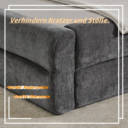 Double bed 160×200cm, chenille fabric, comfortable backrest, solid eucalyptus wood and iron frame, easy to assemble, dark grey/beige (mattress not included), Day Bed With Mattress Included, King Size Bed Frame, Bunk Beds Wit