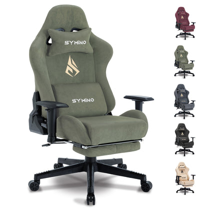 Ergonomische Gamingstoel – Bureaustoel – Office Chair – Zwarte Gamestoel – Werkstoel – Memory Foam Zitting – Uitschuifbare Voetsteun – Handmatige Verstelling – 360° Draaibaar – Geschikt Voor Harde Vloeren – Groen