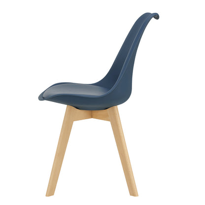 Eetkamerstoel – Stoel – Kuipstoel – Keukenstoel – Woonkamerstoel – Set van 6 – PU Kunstleer – Beukenhouten Frame – Zithoogte 45 cm – Blauw