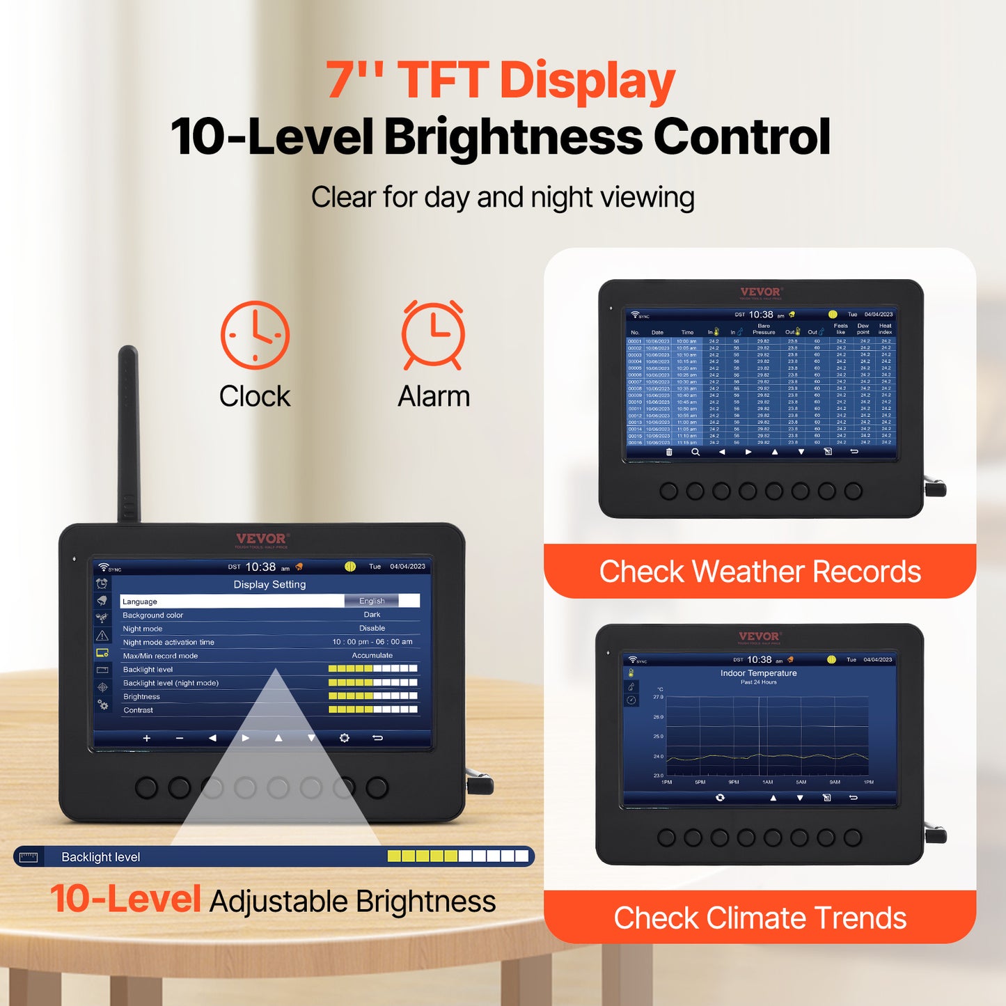 Weerstation – Weerstation Draadloos – Weerstation Met Sensor – Weerstation Tuin – Weerstation Buiten – 7-In-1 Sensor – 7 Inch TFT Display