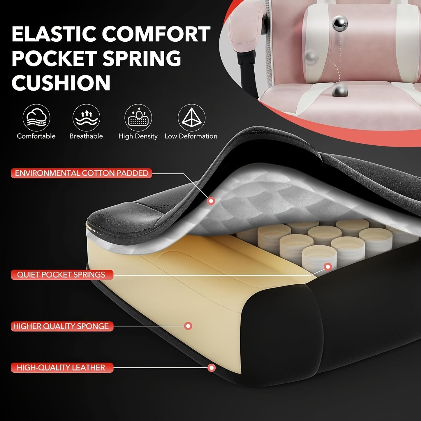Gamingstoel – Gamenstoel – Bureaustoel – Speelstoel – Ergonomische Fauteuil – Verstelbare Hoogte – Massagefunctie Rugsteun – Voetsteun – Draagvermogen 136 kg – PU Leer