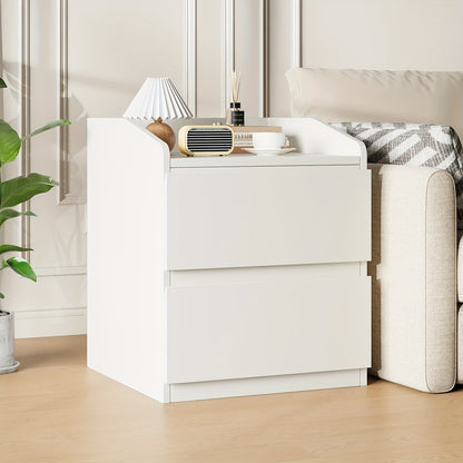 Nachtkastje – Bijzettafel – Opbergkastje – Ladekast – Wandkast – Modern Wit – Metalen Frame – Handgreeploos Design – 2 Ruime Lades – Eenvoudig Te Monteren – Duurzaam MDF