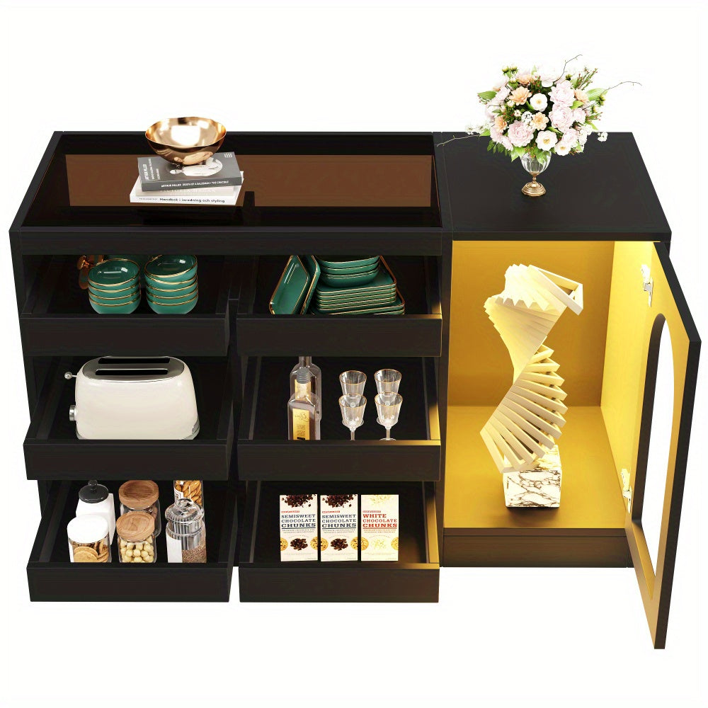 Dressoir – Sideboard – Ladekast – Opbergkast – Buffetkast – Zwart – Ruime Lades – Minimalistisch Design