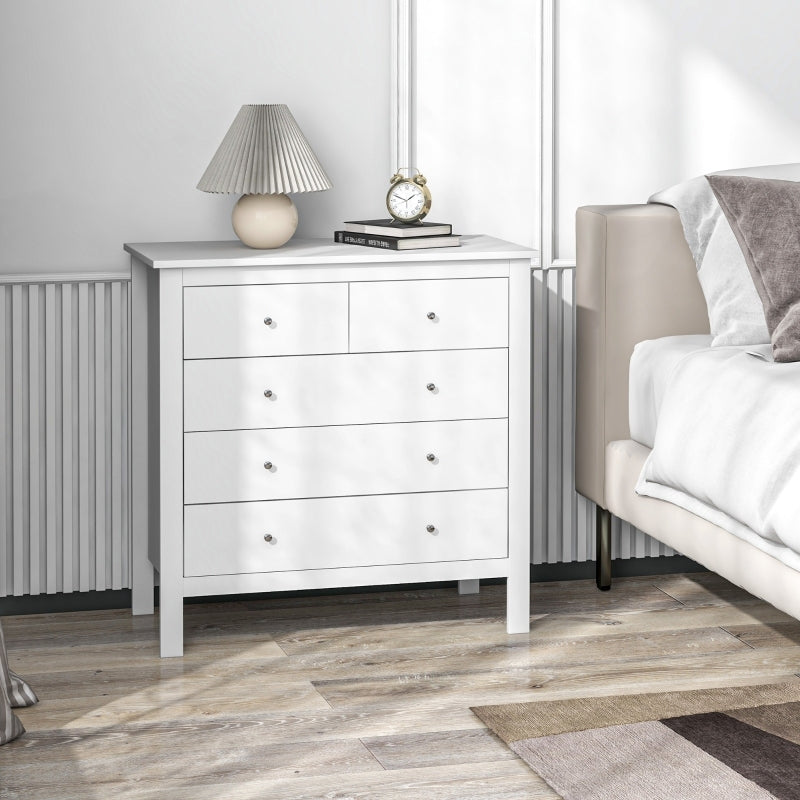 Ladekast – Ladenkast – Commode – Opbergkast – Dressoir – MDF Materiaal – Stil Sluitmechanisme – Anti-Kantelbeveiliging – Wit – Compact 80 cm Hoog