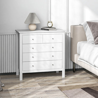 Ladekast – Ladenkast – Commode – Opbergkast – Dressoir – MDF Materiaal – Stil Sluitmechanisme – Anti-Kantelbeveiliging – Wit – Compact 80 cm Hoog