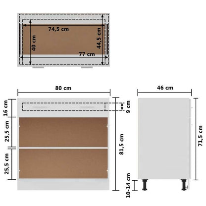 3-Ladenkast – Ladekast – Opbergmeubel – Kledingkast – Dressoir – Wit – 80x46x81,5 CM – Hardhout & Spaanplaat – Direct Gebruiksklaar – Strak en Tijdloos Design