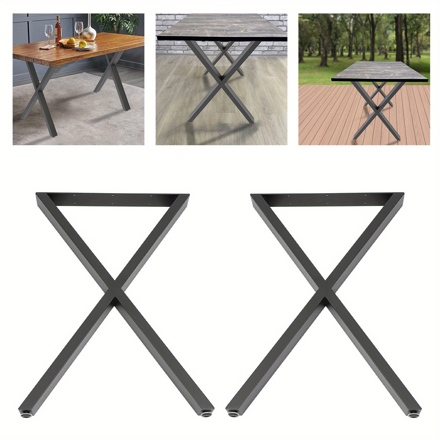 Tafelpoten – Tafelonderstel – Meubelpoot – Tafelpoot Set – X-vormige Tafelpoot – Verstelbare Hoogte – Zwart Stalen Design – Draagvermogen 200 kg