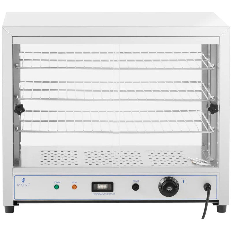 Verwarmingsvitrine – Warme Vitrine – Buffet Vitrine – Warme Etalage – Warmhoudkast – 3 Lagen Met Verstelbare Planken – 1000W Roestvrij Staal & Gehard Glas