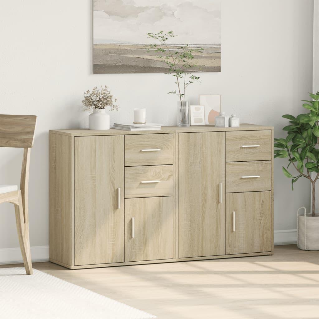Sideboard – Kast – Opbergkast – Dressoir – Bergkast – Sonoma Eik – Set Van 2 – 60x31x70 cm – Geassembleerd Hout