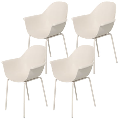 Tuinstoelen – Tuinstoel Set – Tuinstoelen – Terrasstoelen – Balkonstoelen – Modern Design – Metalen Frame & Weerbestendig Kunststof – Set Van 4 – Grijs – 59x55x84 cm