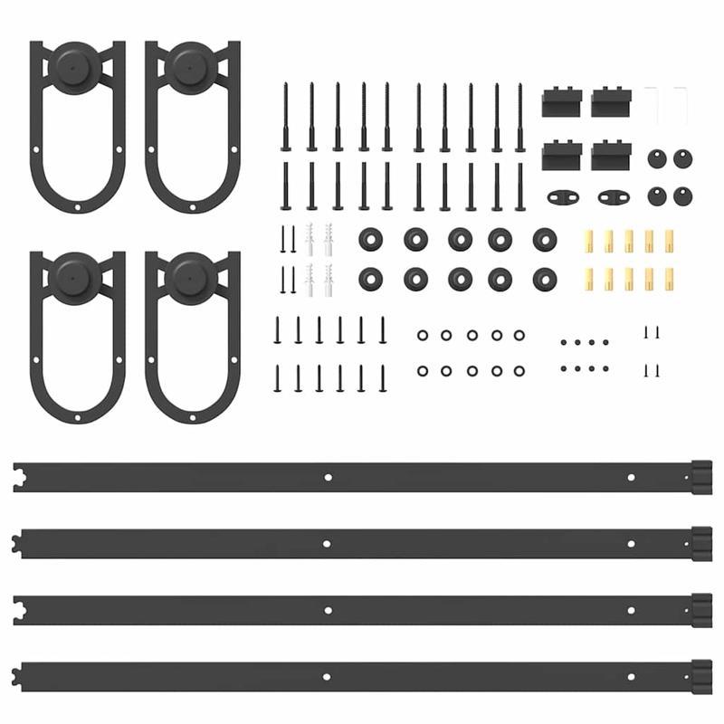 Schuifdeur Set – Schuifdeursysteem – Kamerverdeler – Afscheidingsdeur – Binnendeur Schuifdeur – 200 cm Stalen Rail – Matzwarte Industriele Afwerking