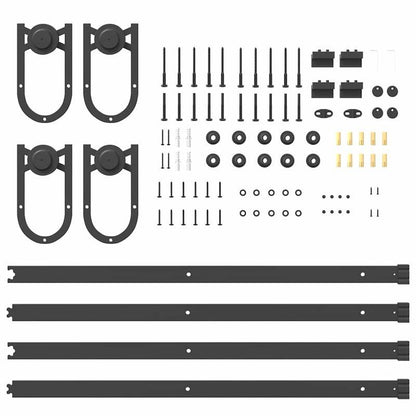 Schuifdeur Set – Schuifdeursysteem – Kamerverdeler – Afscheidingsdeur – Binnendeur Schuifdeur – 200 cm Stalen Rail – Matzwarte Industriele Afwerking