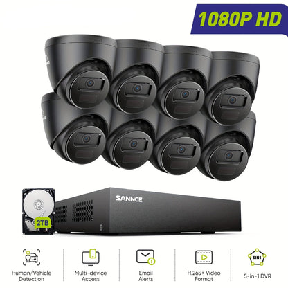 Beveiligingssysteem – Camerasysteem – Bewakingscamera – Security Camera – Surveillance Kit – 8 Full HD 1080P Camera’s – 2TB Opslag – Intelligente Persoons- en Voertuigdetectie – App- en Emailmeldingen