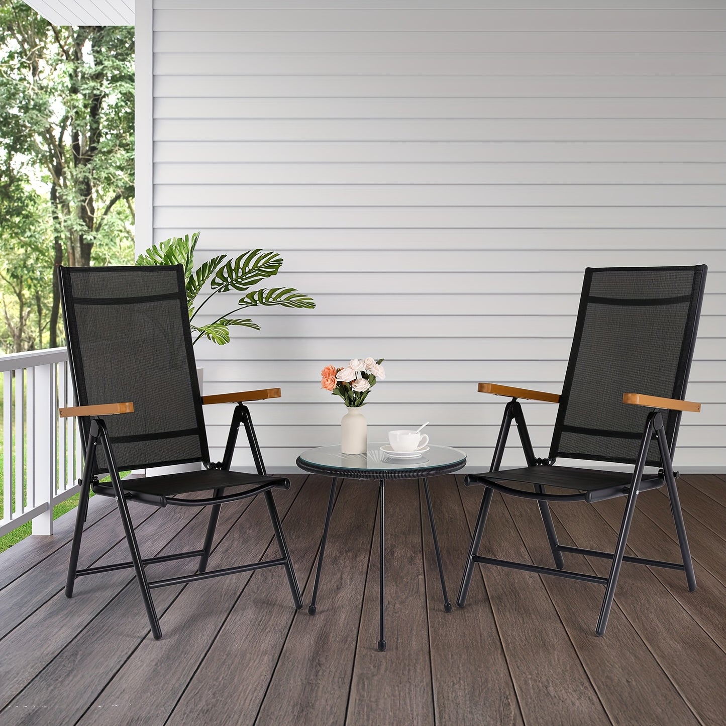 Campingstoel – Klapstoel – Vouwstoel – Tuinstoel – Kampeerstoel – Aluminium Frame – 7-standen Verstelbare Rugleuning – Set van 2