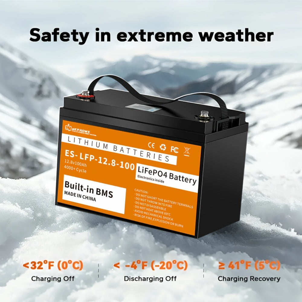 12V 100Ah LiFePO4 Accu – Lithium Accu – Camper Accu – Zonne-energie Accu – Off-Grid Batterij – 10 Jaar Levensduur – Uitgebreide Beveiliging
