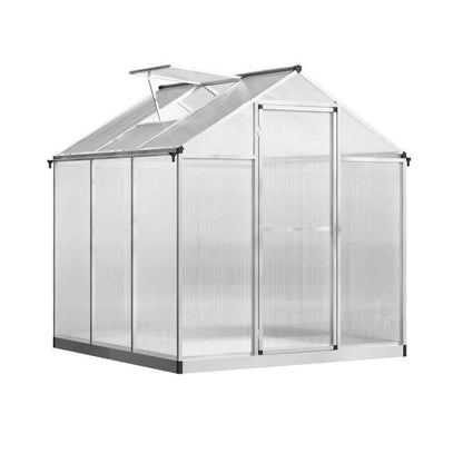 Kweekkas – Tuinkas – Broeikas – Plantenkas – Serre – Polycarbonaat – Aluminium Frame – 190x190x195 cm – Ventilatiedak & Regenwatergoot
