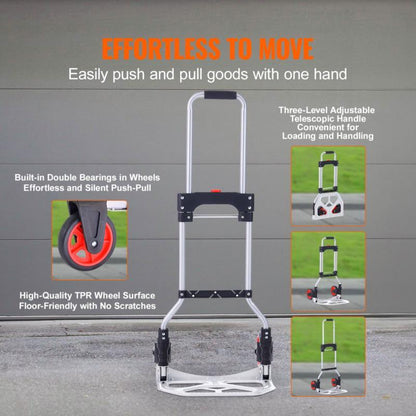 Inklapbare Steekwagen – Vouwkar – Handkar – Transportkar – Trolley – Aluminium Frame – All-Terrain Wielen