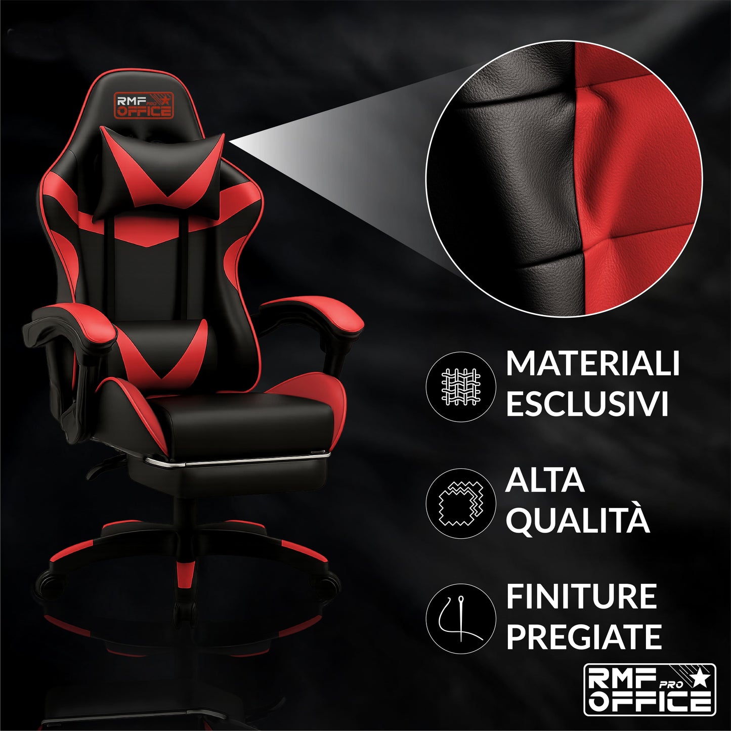 Gamingstoel – Gaming Chair – Bureaustoel – Gamenstoel – Zwarte Gamingstoel Met Rood – Verstelbare Hoogte 100-110 cm – Kantelbare Rugleuning Tot 135° Met Uittrekbare Voetensteun