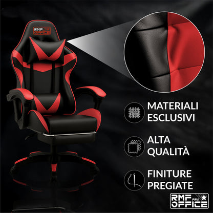 Gamingstoel – Gaming Chair – Bureaustoel – Gamenstoel – Zwarte Gamingstoel Met Rood – Verstelbare Hoogte 100-110 cm – Kantelbare Rugleuning Tot 135° Met Uittrekbare Voetensteun