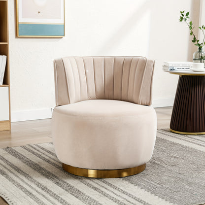 360 Degree Modern Swivel Chair Round Swivel Chair Soft Velvet Finish Comfortable Backrest Stable Structure Living Room Chair Shell Chair Suitable For Living Room Bedroom Study Room, Olive Green