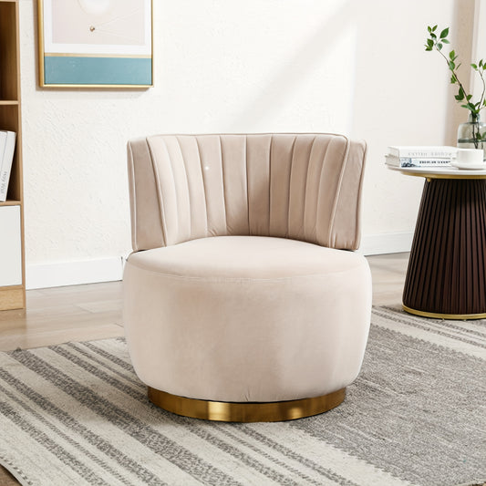 360 Degree Modern Swivel Chair Round Swivel Chair Soft Velvet Finish Comfortable Backrest Stable Structure Living Room Chair Shell Chair Suitable For Living Room Bedroom Study Room, Olive Green