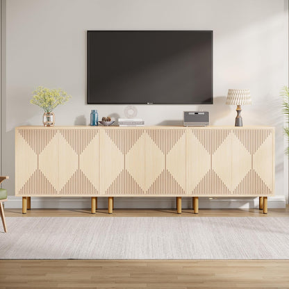Opbergkast – Vloerkast – Dressoir – Buffetkast – Kast Met Deuren – Natuurlijk Houtlook – Stevige Metalen Poten – Anti-Kantelbeveiliging