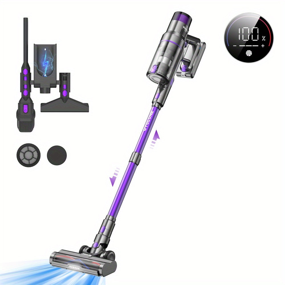 Steelstofzuiger – Draadloze Stofzuiger – Handstofzuiger – Snoerloze Stofzuiger – Zakloze Stofzuiger – 500W Motor – 60 Min Batterijduur
