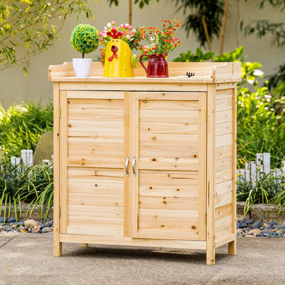 Tuinkast – Tuinopslag – Gereedschapskast – Buitenberging – Opslagkast – Massief Vurenhout – Dubbele Deur Met Plank 83x40x92 cm