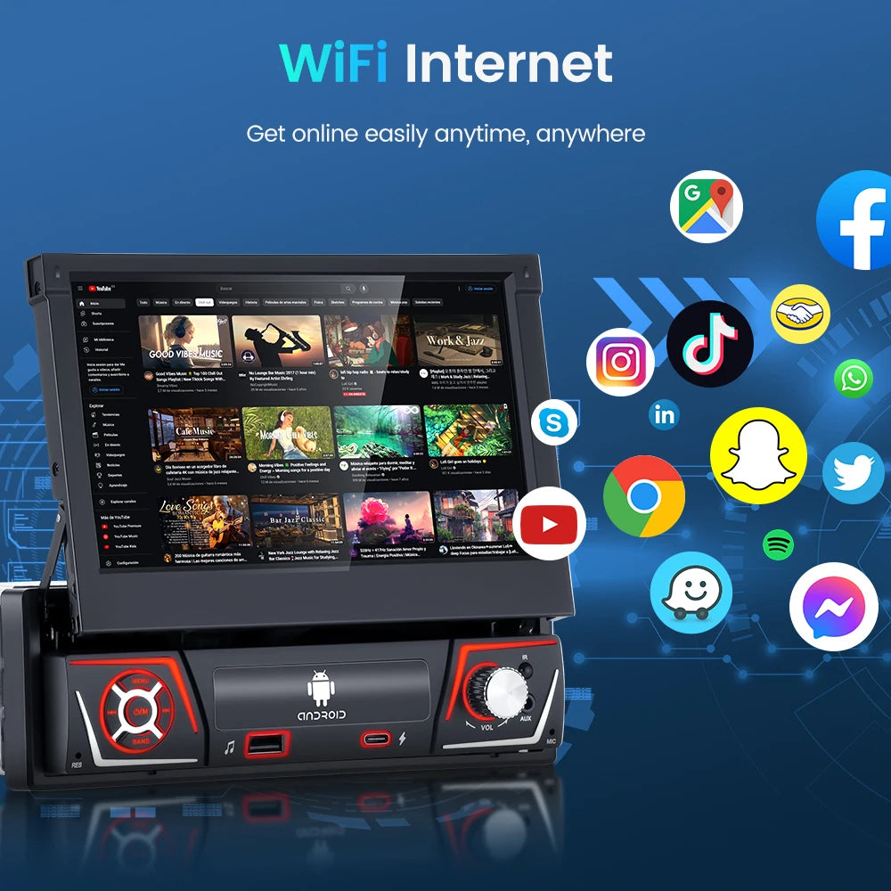 Mp5-speler, voor universeel, 2 GB, 32 GB, FM-radio, 1Din, wifi, 4x60, streaming en navigatie - zwart - QUORE