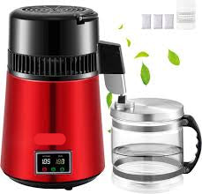 Water Filter - Water - Water Distillation Apparatus - Water Filter Survival - Water Distiller - Water Purifier - 1 L/h Distillation Speed ​​- Touch Screen - 4L - Wine Red