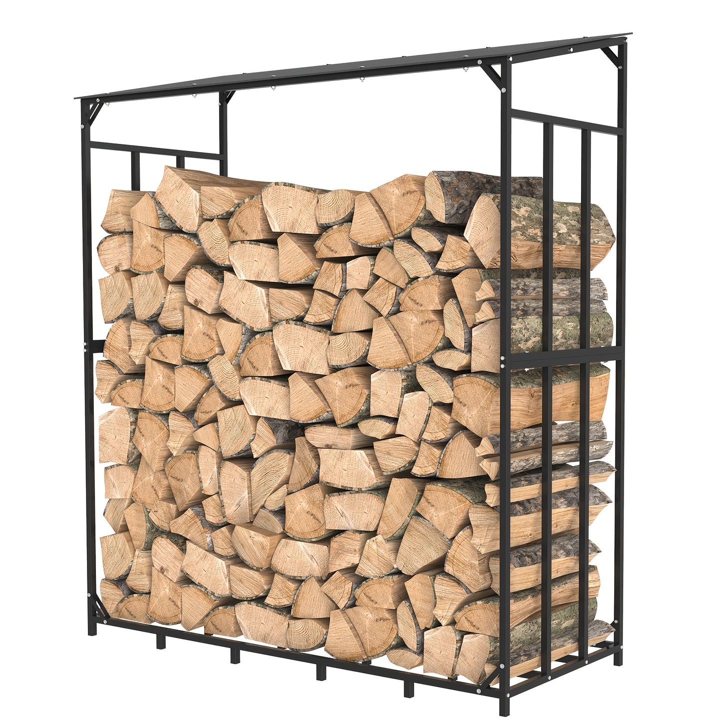 Houtopslagrek – Brandhoutrek – Haardhoutrek – Houtrek – Houtbak – Zwart Stalen Ontwerp – 182x70x187 cm – 400 kg Draagvermogen
