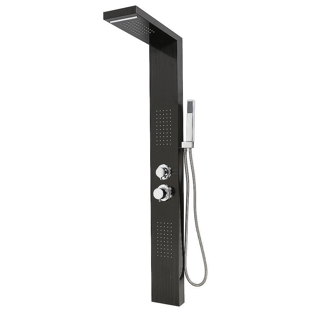 Douchepaneel – Douchekolom – Regendouche – Handdouche – Hydromassage – Zwart RVS – 15x47x130 cm – Waterbesparend