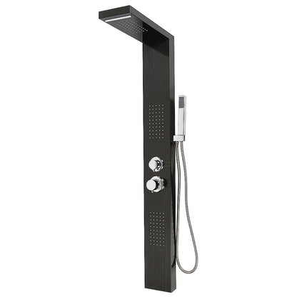 Douchepaneel – Douchekolom – Regendouche – Handdouche – Hydromassage – Zwart RVS – 15x47x130 cm – Waterbesparend