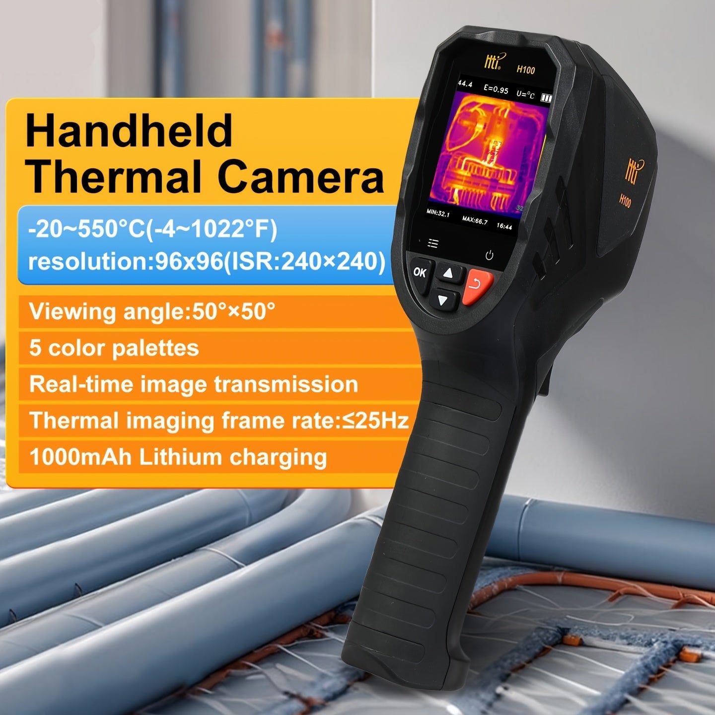 Warmtebeeldcamera – Thermische Camera – Infraroodcamera – Thermograaf – Warmtebeeldsensor – Draagbaar Design – 96x96 IR Resolutie & Oplaadbare Lithiumbatterij