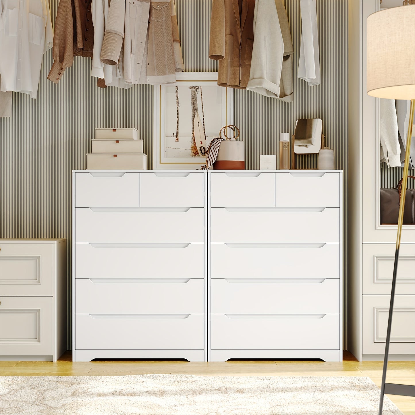 Ladekast – Ladekasten – Opbergkast – Commode – Kast – Wit – 110,5 x 70 x 40 cm – 6 Lades – Anti-Kantel systeem – Metalen Rails – Modern Design