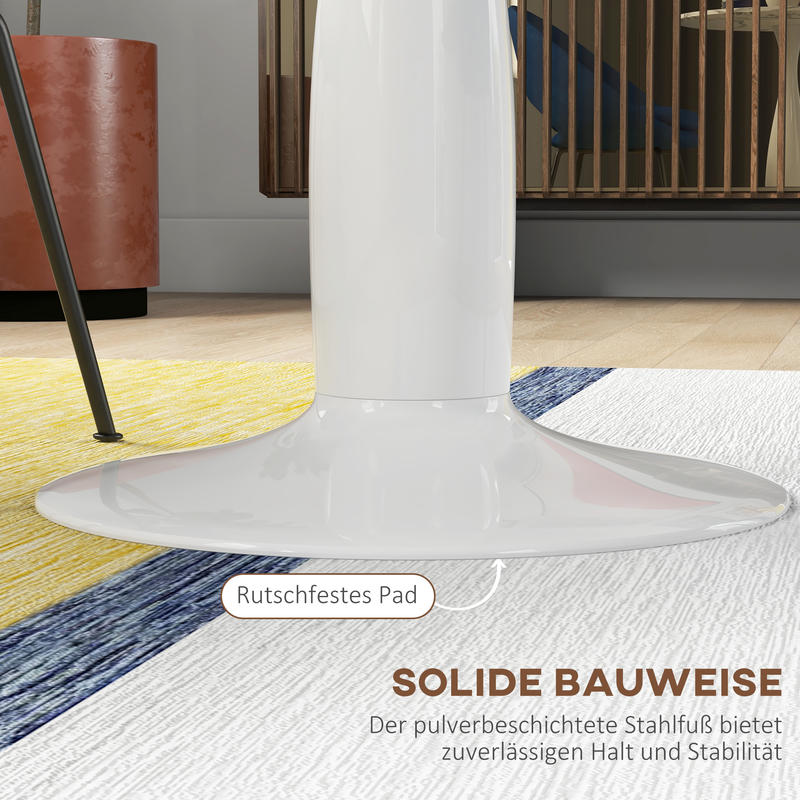 Round dining table, powder-coated steel, MDF with melamine, non-slip feet, 70 x 74cm, white, Spacesaving Table, Home Dining, Contemporary Table, Modern Round Table, Melamine Finish, Durable Construction, Round Table