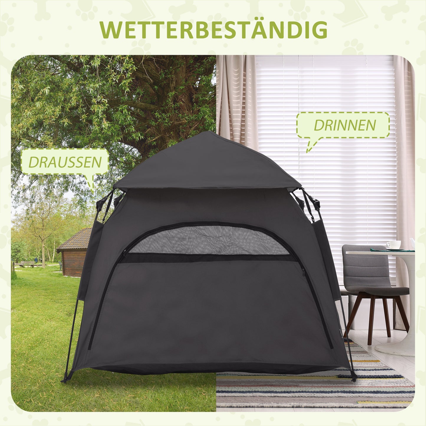 Honden Tent – Huisje voor Honden – Dieren Tent – Opvouwbare Hondenhuis – Buiten Kooi – Zwart – Weerbestendig – Geschikt voor Grote Honden tot 75 cm