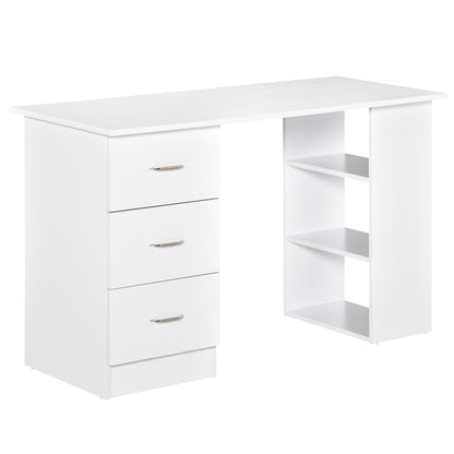 Computertafel – Bureau – Werkplek – Studietafel – Laptoptafel – Met 3 Laden – MDF Wit – Compact 120x49x72 cm
