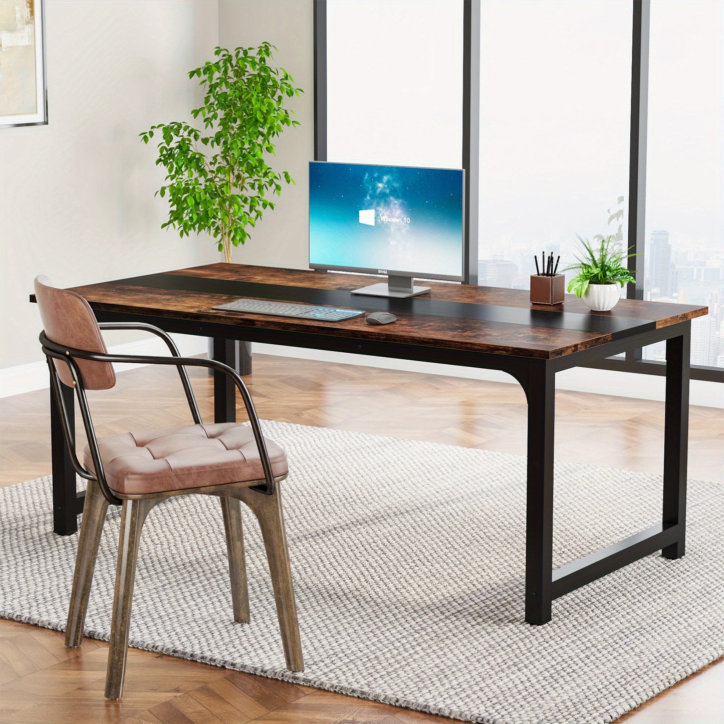 Eettafel – Keukentafel – Dinertafel – Tafel – Eetkamertafel – Industrieel Design – 160x80 cm – Vintage Bruin Hout – Metalen Poten – Stevig & Ruim Voor 4-6 Personen