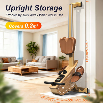 VOWVIT Rowing Machine for Home, Magnetic Rowing Machine with Wireless Monitor, 16 Resistance Levels, Compact Rowing Machine with 150kg Weight Capacity, Vertical Storage