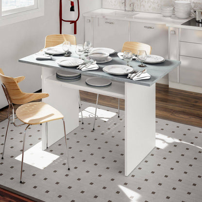 Arila Extendable Table, Book-Style Opening with Extendable Top, Foldable Side Console Table, 120x35x77 cm, White and Cement