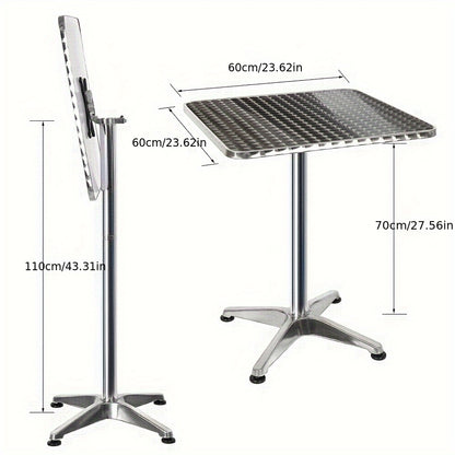 Height Adjustable Square Aluminum Table 60x60x70-110cm - Modern Indoor Outdoor Dining Desk for Kitchen, Breakfast Bar, Patio And Garden, Dining Room Table, Coffee Table For Living Room, Extendable Dining Table, Small Kitchen