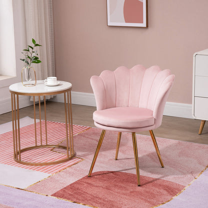 Draaifauteuil – Fauteuil – Lounge Stoel – Velvet Stoel – Shell Chair – Roze Velours – 360° Draaibaar – Stijlvol Metalen Frame