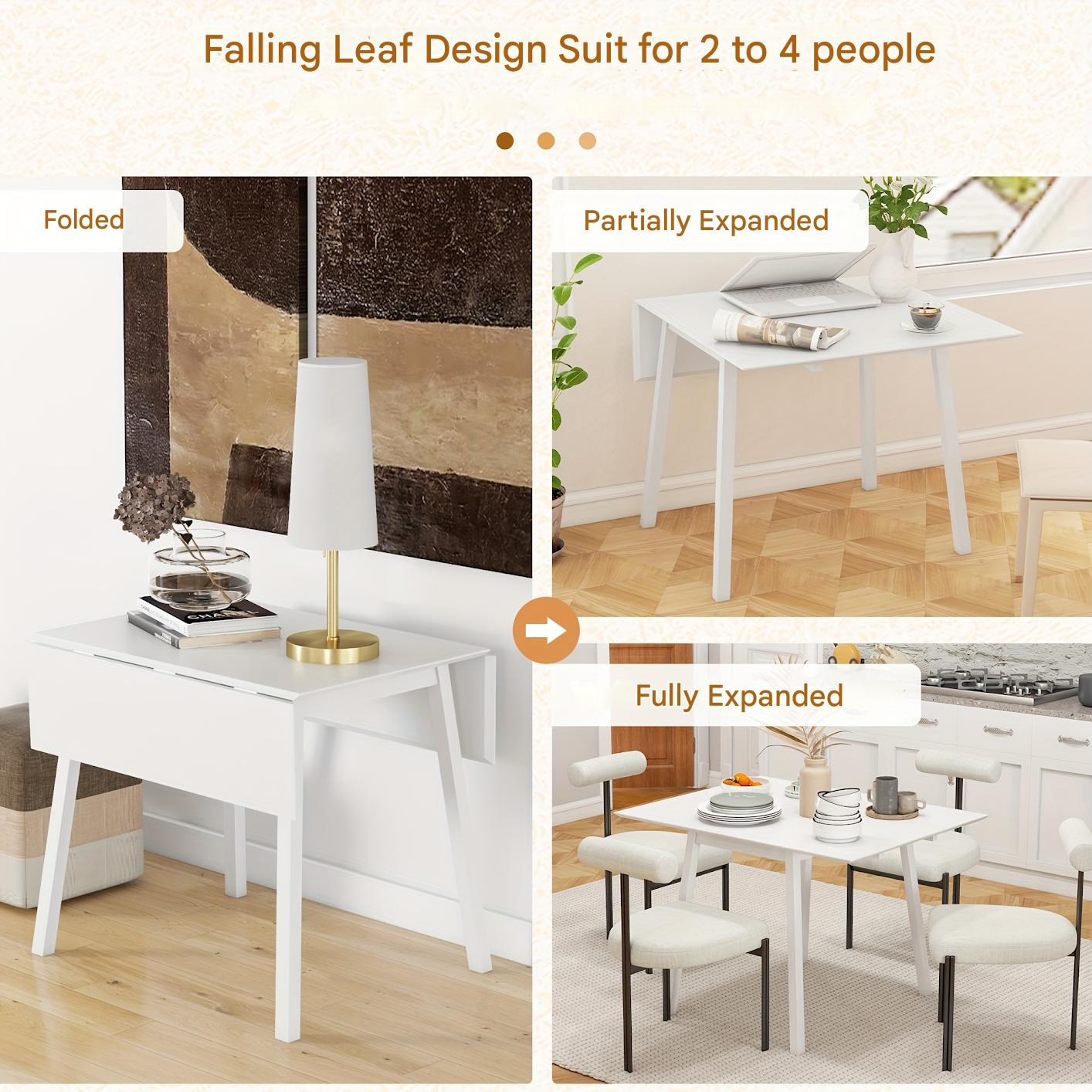 Klapptafel – Inklapbare Eettafel – Opklapbare Tafel – Ruimtebesparende Tafel – Kleine Tafel – Bamboe – Lichtgewicht & Stevig – Wit