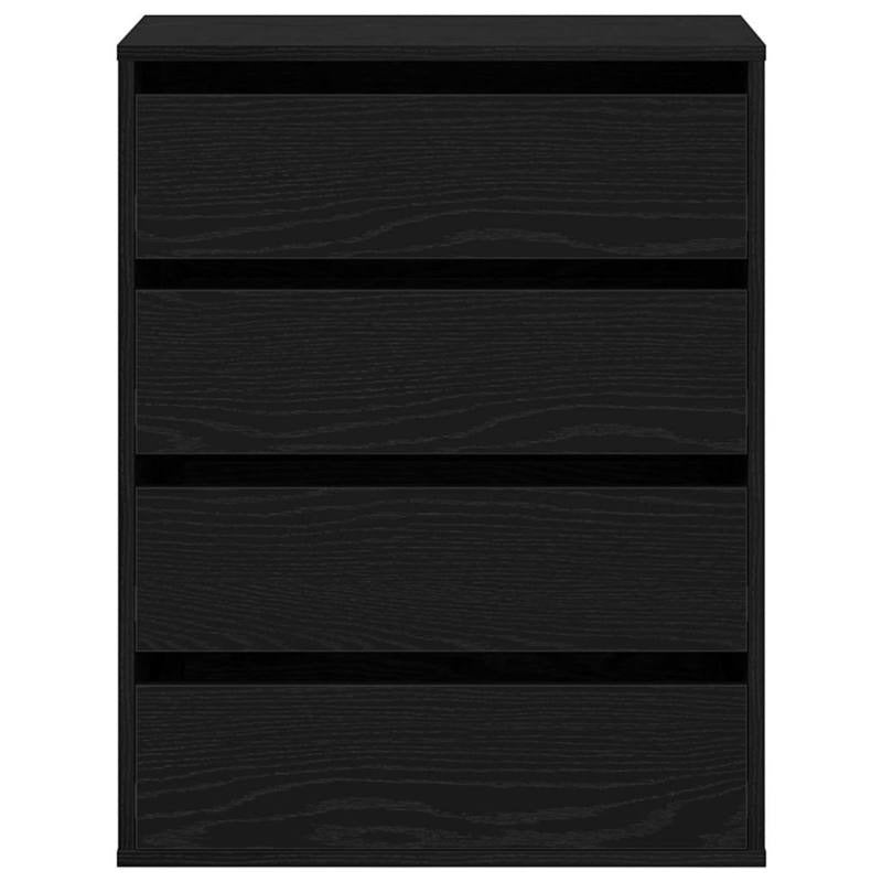 Modern Black Oak Chest of Drawers - 4-Drawer Heavy-Duty Wood Storage Cabinet with Lockable Shelves/Lockable Cabinet (Engineered Wood), Black & Oak, Minimalist Dresser for Bedroom, Living Room, Office Organizer (Easy Assembly,