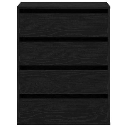 Modern Black Oak Chest of Drawers - 4-Drawer Heavy-Duty Wood Storage Cabinet with Lockable Shelves/Lockable Cabinet (Engineered Wood), Black & Oak, Minimalist Dresser for Bedroom, Living Room, Office Organizer (Easy Assembly,
